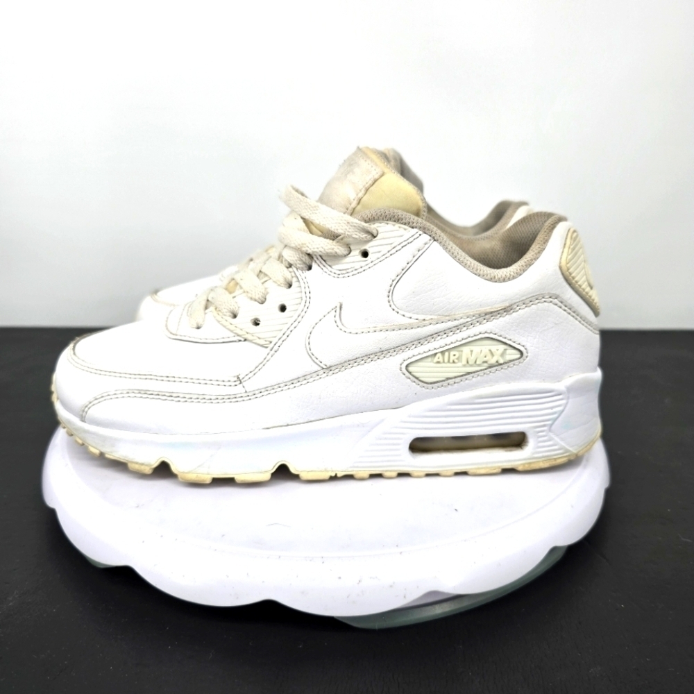 Nike Air Max 90 Running Shoes Youth 6.5Y Women's 8 Leather White 833412-100